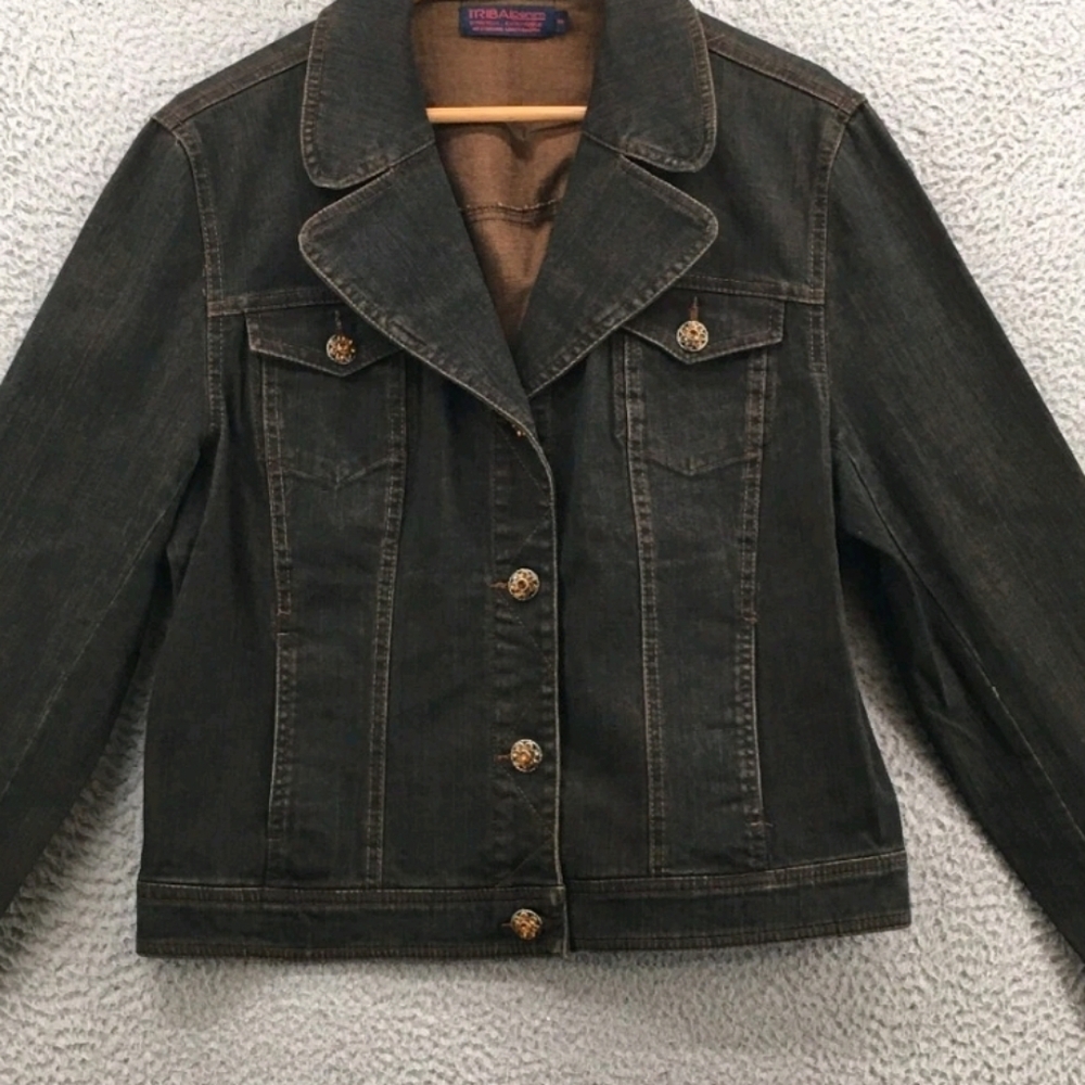 Tribal Denim Stretch Dark Wash Jean Jacket Size 14